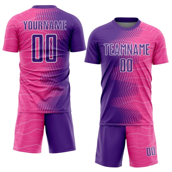 Uniform Rosa Sublimation Fußball Jersey Custom Gradient Lila-Weiß Pfeil Uniform Rosa Sublimation Fußball Jersey Custom Gradient Lila-Weiß Pfeil