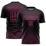 Jersey Custom Schwarz Fußball Uniform Rosa Geometrische Sublimation Linien Jersey Custom Schwarz Fußball Uniform Rosa Geometrische Sublimation Linien