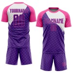 Uniform Linien Fußball Custom Jersey Rosa-Weiß Lila Kurve Sublimation Uniform Linien Fußball Custom Jersey Rosa-Weiß Lila Kurve Sublimation