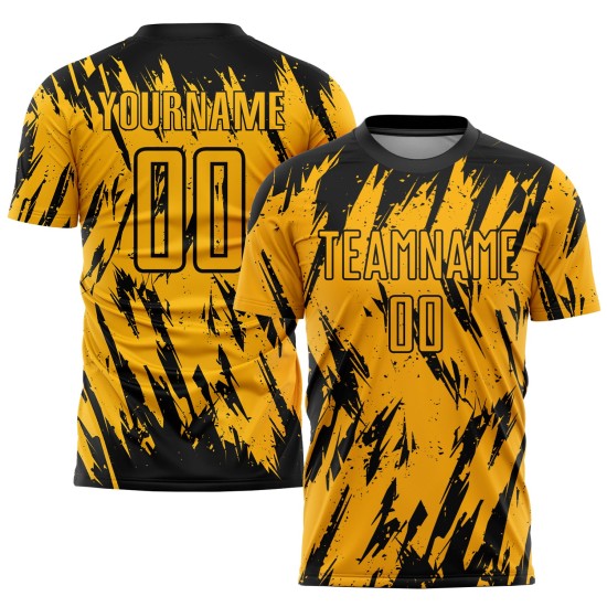 Schwarze Uniform Gold Fußball Sublimation Jersey Custom Schwarze Uniform Gold Fußball Sublimation Jersey Custom