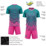 Benutzerdefinierte Jersey Sublimation Rosa Fußball Uniform Teal