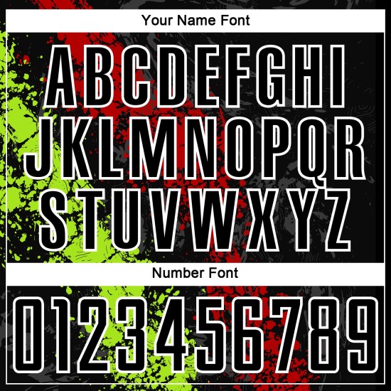Jersey Sublimation Splatter Art Schwarz Uniform Tropfend Grün Rot-Neon Fußball Custom Jersey Sublimation Splatter Art Schwarz Uniform Tropfend Grün Rot-Neon Fußball Custom