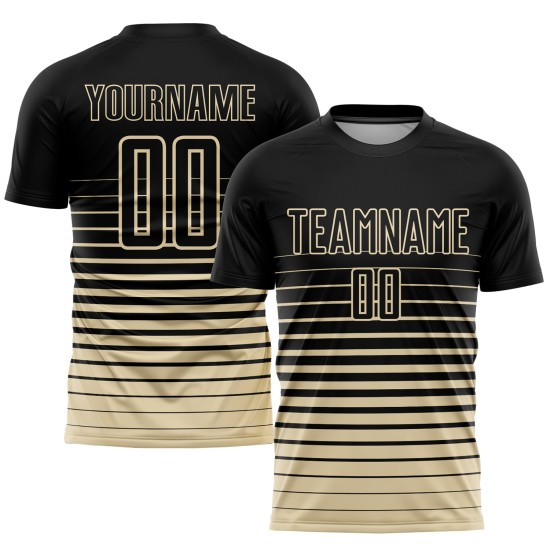 Mode Custom Fußball Jersey Uniform Fade Sublimation Creme Nadelstreifen Schwarz Mode Custom Fußball Jersey Uniform Fade Sublimation Creme Nadelstreifen Schwarz