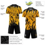Schwarze Uniform Gold Fußball Sublimation Jersey Custom Schwarze Uniform Gold Fußball Sublimation Jersey Custom