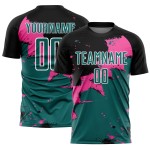 Uniform Spalsh Custom Jersey Teal-Pink Schwarz Fußball Sublimation Uniform Spalsh Custom Jersey Teal-Pink Schwarz Fußball Sublimation