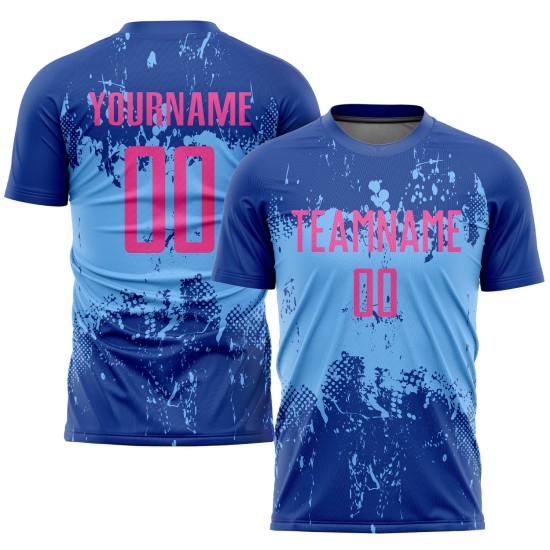 Rosa-Hellblau Fußballuniform Royal Sublimation Jersey Custom Rosa-Hellblau Fußballuniform Royal Sublimation Jersey Custom