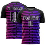 Uniform Sublimation Schwarze Linien Jersey Benutzerdefinierte Lila-Rosa Fußball Uniform Sublimation Schwarze Linien Jersey Benutzerdefinierte Lila-Rosa Fußball