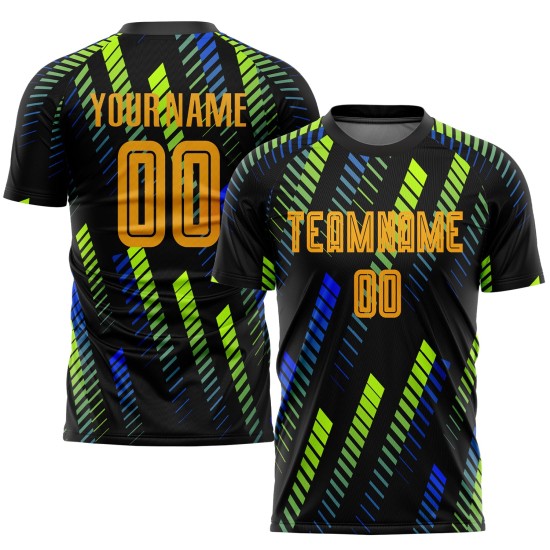 Trikot Fußball Sublimation Uniform Grün Schwarz Gold-Neon Custom