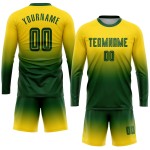 Sublimation Custom Fade Uniform Lange Mode Jersey Gold Ärmel Fußball Grün Sublimation Custom Fade Uniform Lange Mode Jersey Gold Ärmel Fußball Grün