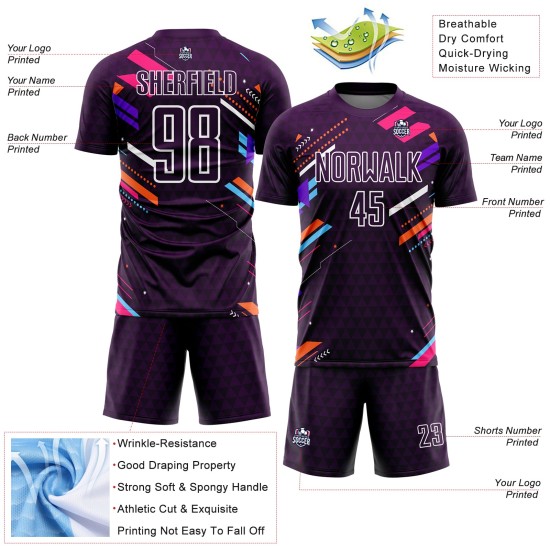 Fußball Sublimation Lila Weiß Uniform Jersey Linien Benutzerdefinierte Fußball Sublimation Lila Weiß Uniform Jersey Linien Benutzerdefinierte