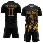 Sublimation Gold Uniform Schwarz Fußball Custom Jersey Sublimation Gold Uniform Schwarz Fußball Custom Jersey