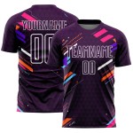 Fußball Sublimation Lila Weiß Uniform Jersey Linien Benutzerdefinierte Fußball Sublimation Lila Weiß Uniform Jersey Linien Benutzerdefinierte