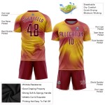 Sublimation Fußballuniform Custom Crimson-Weiß Jersey Gold Sublimation Fußballuniform Custom Crimson-Weiß Jersey Gold
