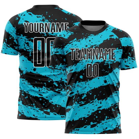 Sublimation Splash Uniform Lakes Blau-Weiß Custom Jersey Schwarz Fußball Sublimation Splash Uniform Lakes Blau-Weiß Custom Jersey Schwarz Fußball