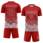 Sublimation Silber-Weiß Rot Jersey Uniform Linie Custom Fußball Sublimation Silber-Weiß Rot Jersey Uniform Linie Custom Fußball