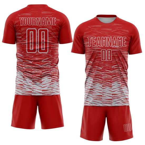 Sublimation Silber-Weiß Rot Jersey Uniform Linie Custom Fußball Sublimation Silber-Weiß Rot Jersey Uniform Linie Custom Fußball