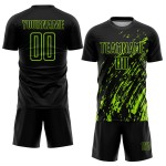 Jersey Custom Schwarz Fußball Neon Uniform Sublimation Grün Jersey Custom Schwarz Fußball Neon Uniform Sublimation Grün