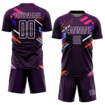 Fußball Sublimation Lila Weiß Uniform Jersey Linien Benutzerdefinierte Fußball Sublimation Lila Weiß Uniform Jersey Linien Benutzerdefinierte