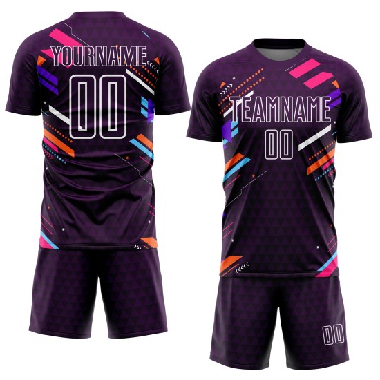 Fußball Sublimation Lila Weiß Uniform Jersey Linien Benutzerdefinierte Fußball Sublimation Lila Weiß Uniform Jersey Linien Benutzerdefinierte