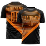 Schwarz Custom Uniform Sublimation Fußball Streifen Jersey Bay Orange Schwarz Custom Uniform Sublimation Fußball Streifen Jersey Bay Orange