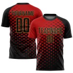Sublimation Uniform Rot Gold Fußball Jersey Schwarz-Old Custom