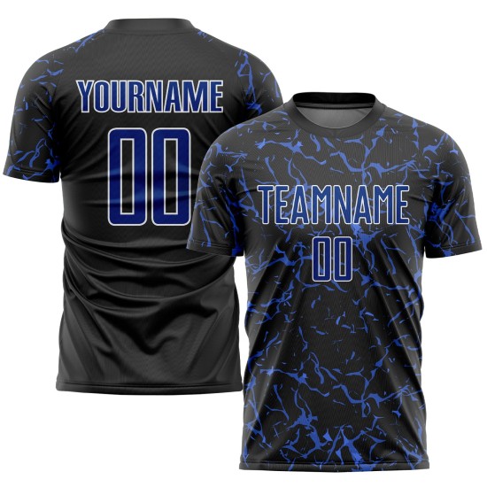 Fußball Schwarz Royal-Weiß Trikot Uniform Sublimation Custom Fußball Schwarz Royal-Weiß Trikot Uniform Sublimation Custom