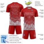 Sublimation Silber-Weiß Rot Jersey Uniform Linie Custom Fußball Sublimation Silber-Weiß Rot Jersey Uniform Linie Custom Fußball