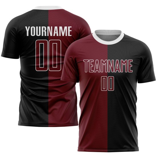 Uniform Jersey Custom Fashion Sublimation Fußball Crimson-Weiß Split Schwarz Uniform Jersey Custom Fashion Sublimation Fußball Crimson-Weiß Split Schwarz
