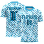 Schwarz-Weiß Uniform Fußball Haut Blau Himmel Sublimation Schlange Jersey Custom Schwarz-Weiß Uniform Fußball Haut Blau Himmel Sublimation Schlange Jersey Custom