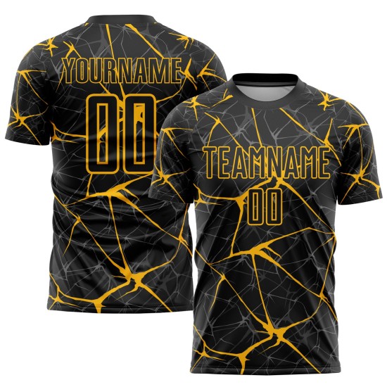 Uniform Schwarz Gelb Sublimation Jersey Fußball Custom Uniform Schwarz Gelb Sublimation Jersey Fußball Custom