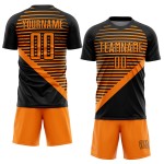Schwarz Custom Uniform Sublimation Fußball Streifen Jersey Bay Orange Schwarz Custom Uniform Sublimation Fußball Streifen Jersey Bay Orange