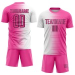 Benutzerdefinierte Uniform Sublimation Fußball Linie Gradient Weiß-Schwarz Jersey Rosa Benutzerdefinierte Uniform Sublimation Fußball Linie Gradient Weiß-Schwarz Jersey Rosa
