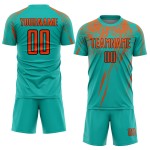 Fußball Custom Aqua Uniform Jersey Orange-Schwarz Sublimation Fußball Custom Aqua Uniform Jersey Orange-Schwarz Sublimation