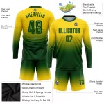 Sublimation Custom Fade Uniform Lange Mode Jersey Gold Ärmel Fußball Grün Sublimation Custom Fade Uniform Lange Mode Jersey Gold Ärmel Fußball Grün