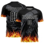 Benutzerdefinierte Sublimation Flamme Jersey Rot-Gold Uniform Fußball Schwarz Benutzerdefinierte Sublimation Flamme Jersey Rot-Gold Uniform Fußball Schwarz