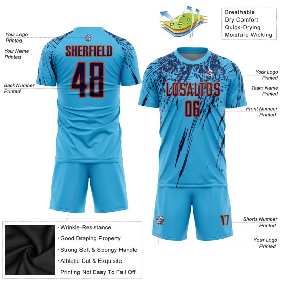 Fußball Navy-Orange Custom Sublimation Blue Sky Uniform Trikot Fußball Navy-Orange Custom Sublimation Blue Sky Uniform Trikot