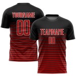 Schwarz-Rot-Weiß-Trikot Sublimation Custom Fußballuniform Schwarz-Rot-Weiß-Trikot Sublimation Custom Fußballuniform