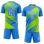 Sublimation Uniform Grün-Weiß Fußball Neon Powder Line Trikot Blau Custom Sublimation Uniform Grün-Weiß Fußball Neon Powder Line Trikot Blau Custom