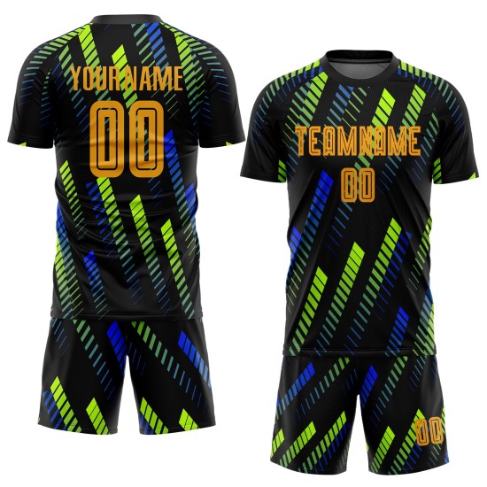 Trikot Fußball Sublimation Uniform Grün Schwarz Gold-Neon Custom