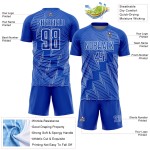 Blaue Uniform Weiß Benutzerdefinierte Form Sublimation Zickzack Jersey Soccer Thunder