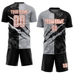 Weiß Fußball Muster Jersey Sublimation Grau-Orange Scratch Custom Graffiti Uniform Schwarz Weiß Fußball Muster Jersey Sublimation Grau-Orange Scratch Custom Graffiti Uniform Schwarz