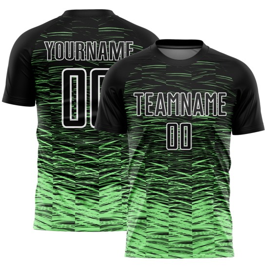 Grün-Weiß Sublimation Custom Uniform Jersey Pea Soccer Black Line Grün-Weiß Sublimation Custom Uniform Jersey Pea Soccer Black Line