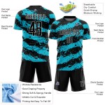 Sublimation Splash Uniform Lakes Blau-Weiß Custom Jersey Schwarz Fußball Sublimation Splash Uniform Lakes Blau-Weiß Custom Jersey Schwarz Fußball