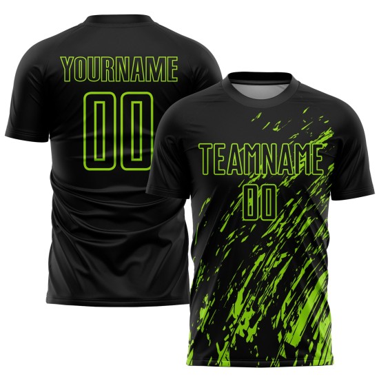 Jersey Custom Schwarz Fußball Neon Uniform Sublimation Grün Jersey Custom Schwarz Fußball Neon Uniform Sublimation Grün