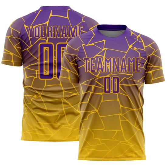 Jersey Fußball Sublimation Linien Benutzerdefinierte Gold Lila Uniform Jersey Fußball Sublimation Linien Benutzerdefinierte Gold Lila Uniform