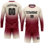 Mode Uniform Fußball Custom Long Fade Creme Schwarz-Crimson Ärmel Jersey Sublimation Mode Uniform Fußball Custom Long Fade Creme Schwarz-Crimson Ärmel Jersey Sublimation