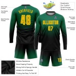 Fade Jersey Custom Fußball Lange Gold-Schwarz Sublimation Grün Mode Uniform Ärmel Kelly