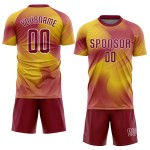 Sublimation Fußballuniform Custom Crimson-Weiß Jersey Gold Sublimation Fußballuniform Custom Crimson-Weiß Jersey Gold