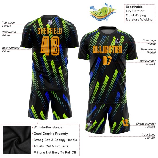 Trikot Fußball Sublimation Uniform Grün Schwarz Gold-Neon Custom