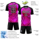 Jersey Custom Schwarz-Weiß Fußball Sublimation Hot Pink Uniform Wellen Jersey Custom Schwarz-Weiß Fußball Sublimation Hot Pink Uniform Wellen